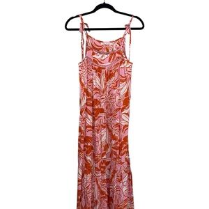 Tropical Pink and Orange Maxi Dress